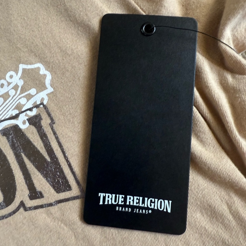 True Religion Men's Dimentional Logo T-Shirt-BEIG-NWT Size M - Picture 6 of 9